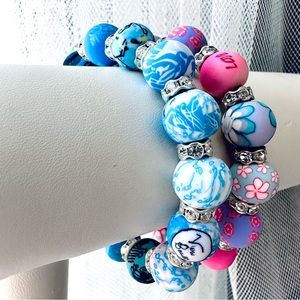 Viva Beads Chunky Silver Clay Handmade Set of Two Bracelets NWT